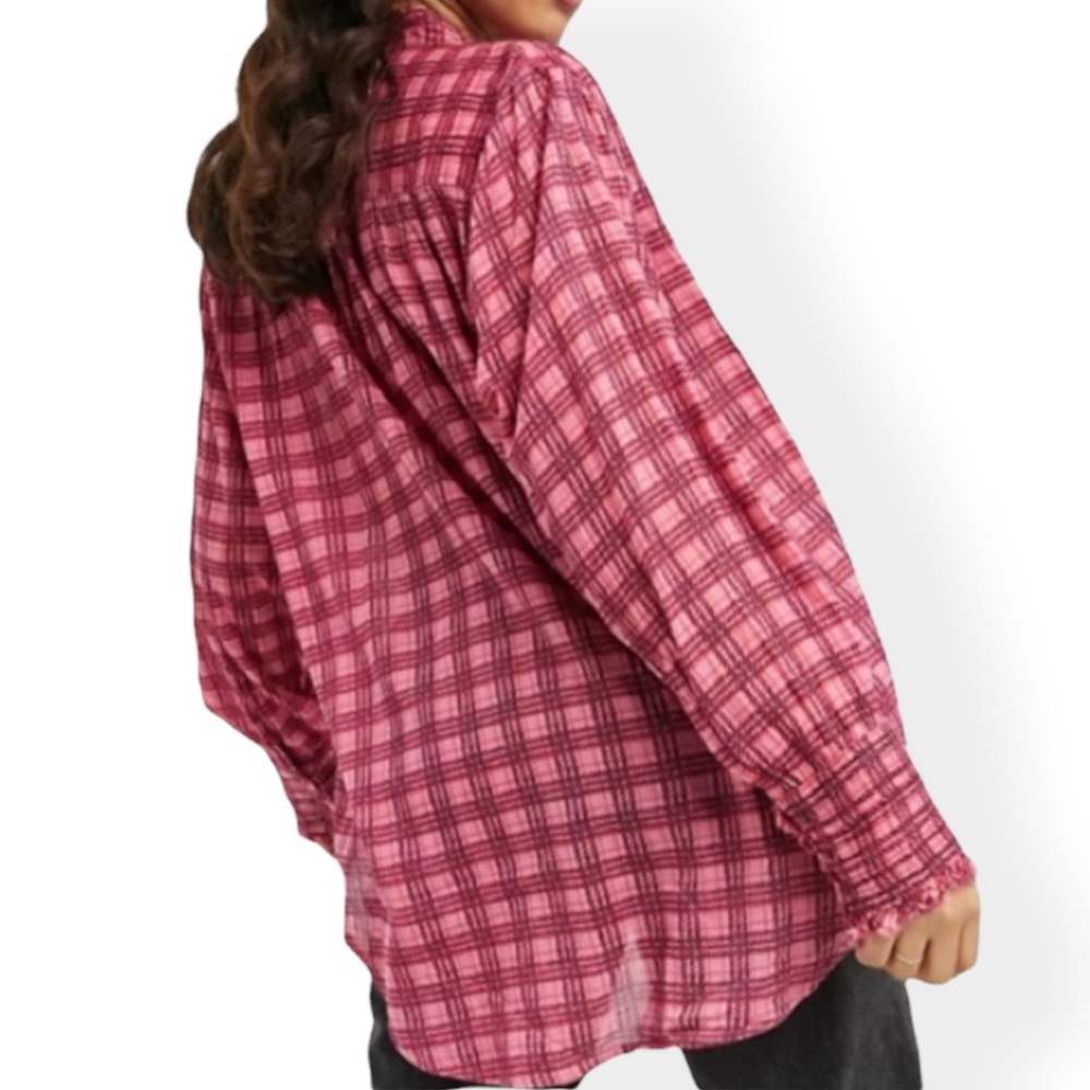 Free People Plaid Miles Tuxedo Shirt NWT - Picture 2 of 15
